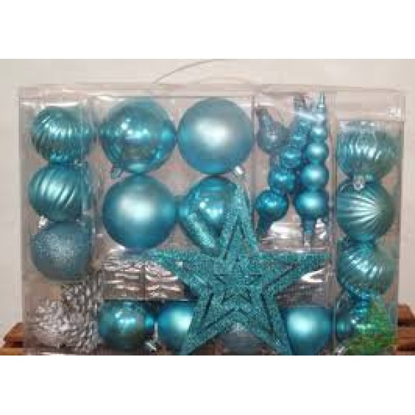 38pcs Assorted Teal Christmas Ball