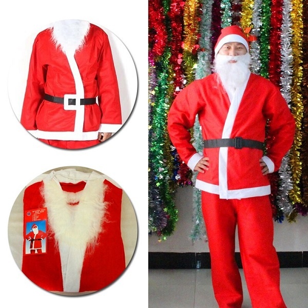 Father Christmas Costume - 5pcs Set Santa Claus