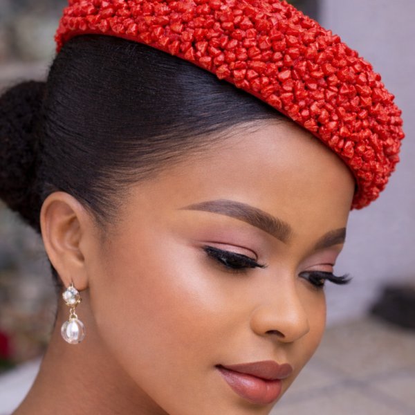Red Coral Beaded Traditional Cap