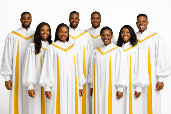 Production of White & Gold Choir Robe – Bulk Sale