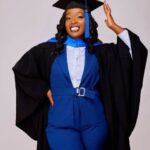 Black Graduation Gown with Blue Hood For Rent