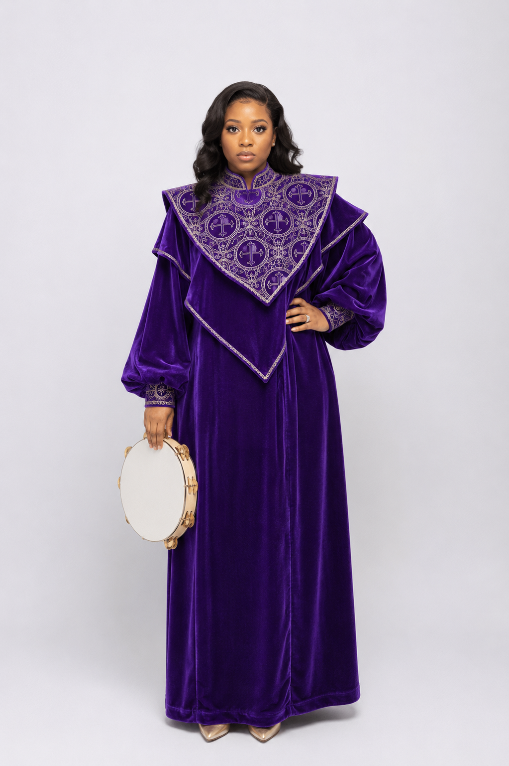 Production of Purple Velvet Choir Robe with Liturgical Embroidery Design
